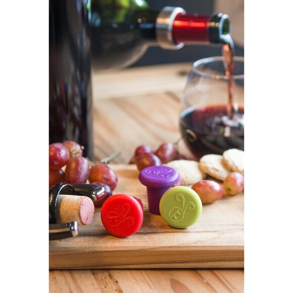 B229 Silicone Wine Bottle Stoppers, Set of 4, Assorted - Picture 9 of 10